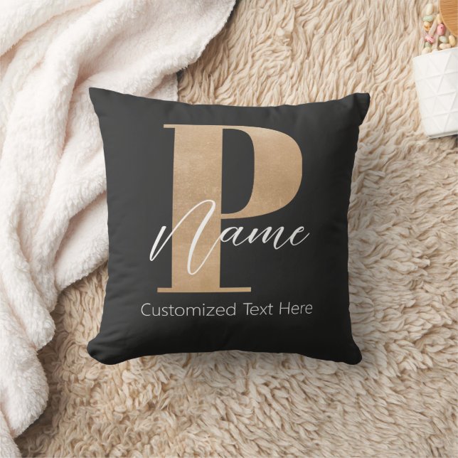 Coussin Monogramme moderne Initiale P & Nom Personnalisé (Couverture)