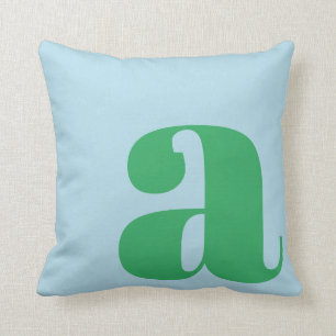 Coussin Monogramme Moderne Lettre Initiale Bleu Vert Paste