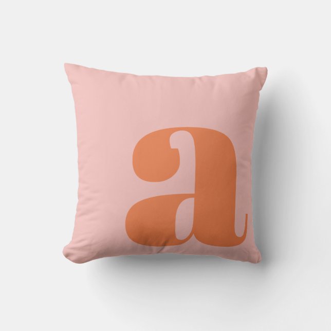 Coussin Monogramme Moderne Lettre Initiale Rose Orange Pas (Recto)