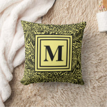 Monogramme moderne Motif de feuillage jaune et noi