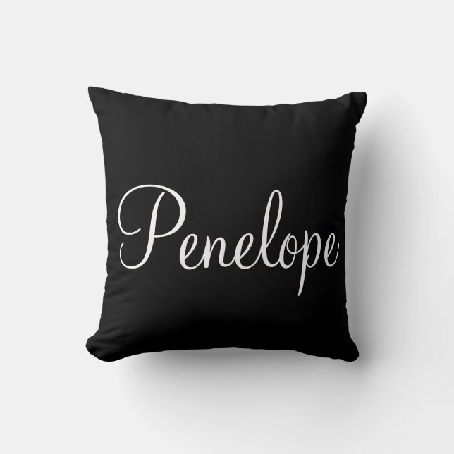Coussin Monogramme moderne noir et blanc (Recto)