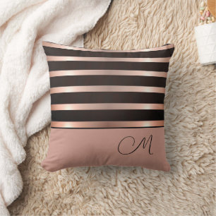 Coussin Monogramme Moderne Shimmery Pink Stripes Jeter Ore
