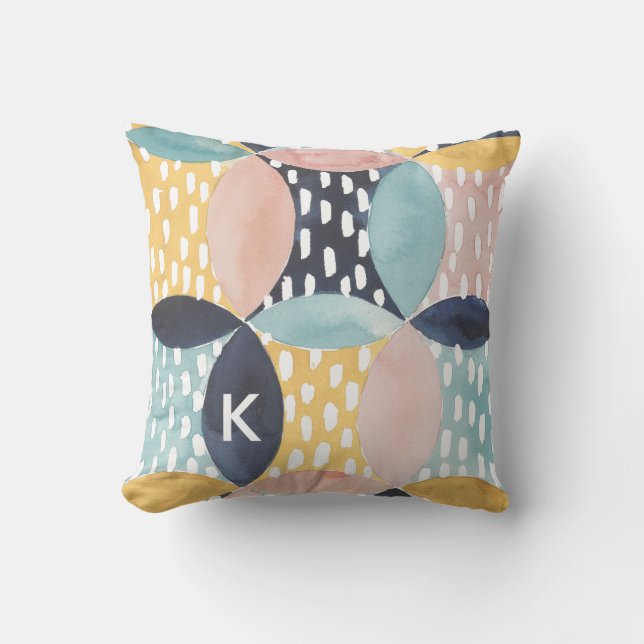 Coussin Monogramme | Motif circulaire Abstrait (Recto)