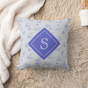 Coussin Monogramme Motif de l'orignal de campagne mignonne