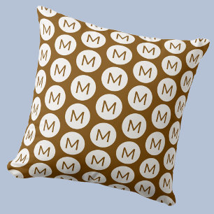 Coussin Monogramme Motif initial du point Brown personnali
