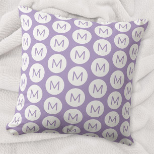 Coussin Monogramme Motif initial du point Lilac personnali