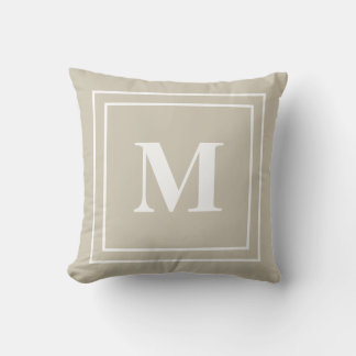 Coussin Monogramme Neutre Moderne Tan