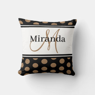 Coussin Monogramme noir Brown pois