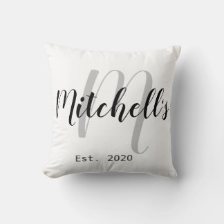 Coussin Monogramme noir et blanc moderne