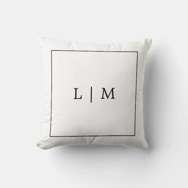 Coussin Monogramme Noir et Blanc Simple Classique Minimali (Recto)
