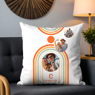 Coussin Monogramme Nom Boho Arch Multi Photo Fille tendanc