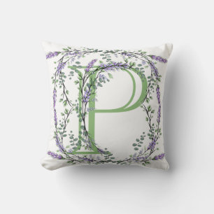 Coussin Monogramme P Lavande Eucalyptus