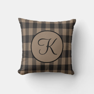 Coussin Monogramme personnalisation Brown et noir Buffalo