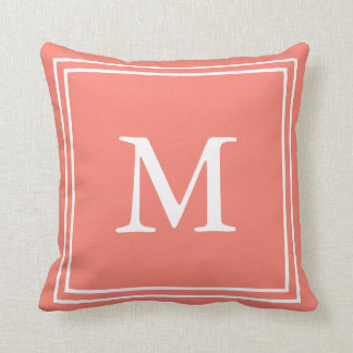 Coussin Monogramme personnalisé blanc et Saumon