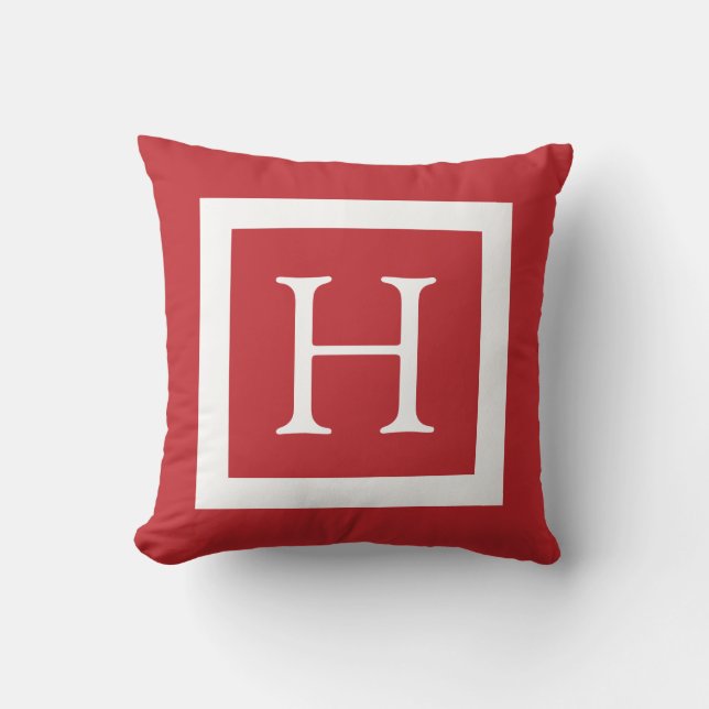 Coussin Monogramme personnalisé blanc rouge (Recto)