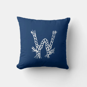 Coussin Monogramme personnalisé bleu blanc