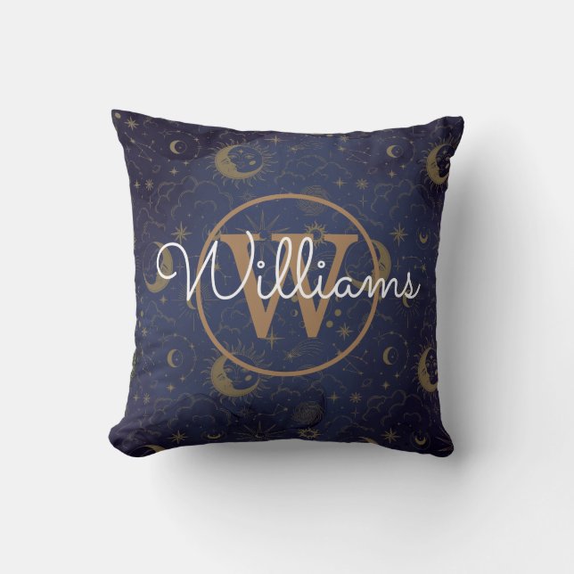 Coussin Monogramme personnalisé céleste, spirituel (Recto)