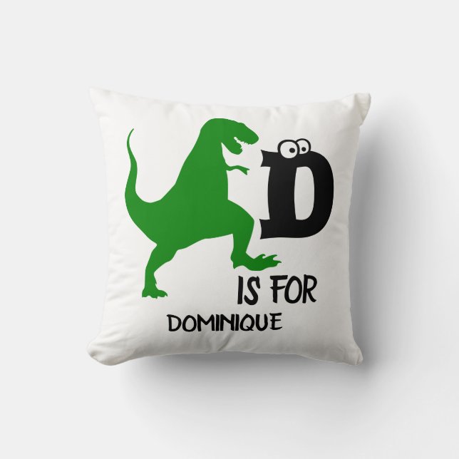 Coussin Monogramme personnalisé D pour Dinosaur mignon T R (Recto)