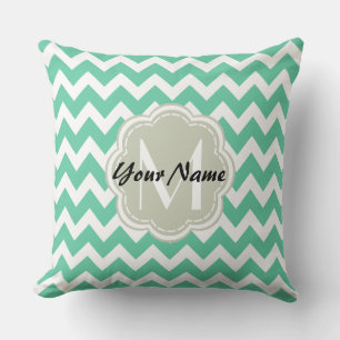 Coussin Monogramme Personnalisé De Monnaie Chevron, Nom Pe