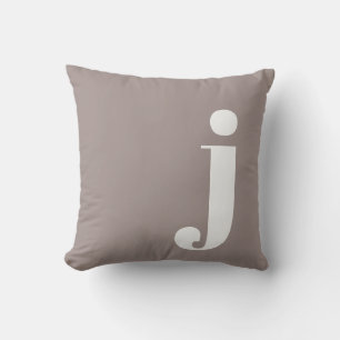 Coussin Monogramme personnalisé élégant Taupe initiale Ter