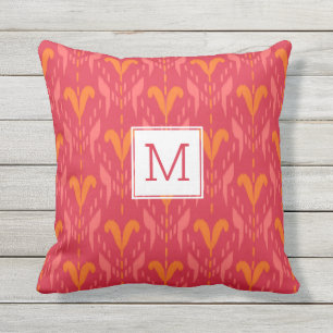 Coussin Monogramme personnalisé Ikat rose Orange Plutôt 