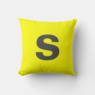 Coussin Monogramme personnalisé Initial Neon Jaune