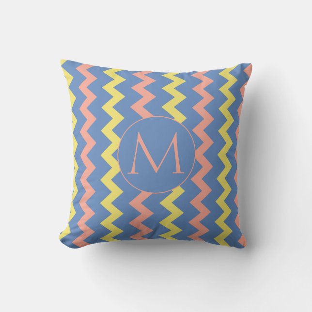 Coussin Monogramme personnalisé Motif Chevron (Recto)