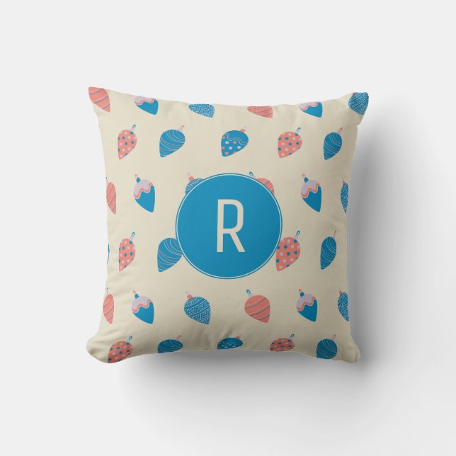 Coussin Monogramme personnalisé Motif de Noël (Recto)