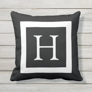 Coussin Monogramme personnalisé noir blanc