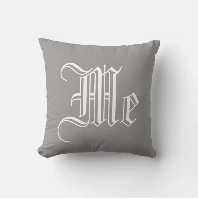 Coussin Monogramme personnalisé paranglais vintage (Recto)