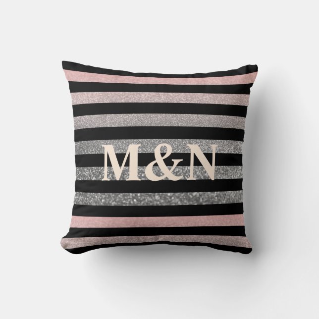 Coussin monogramme personnalisé parties scintillant vintag (Recto)