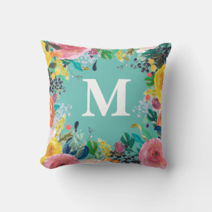 Coussin Monogramme personnalisé peint initial