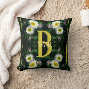 Coussin Monogramme personnalisé Votre initiale Nom Art de