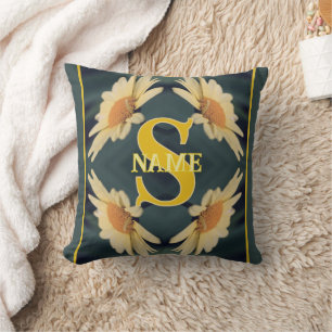 Coussin Monogramme personnalisé Votre initiale Nom Art de