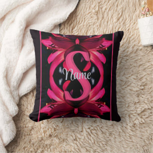 Coussin Monogramme personnalisé Votre initiale Nom Art flo