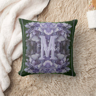 Coussin Monogramme personnalisé Votre initiale Nom Fleur d