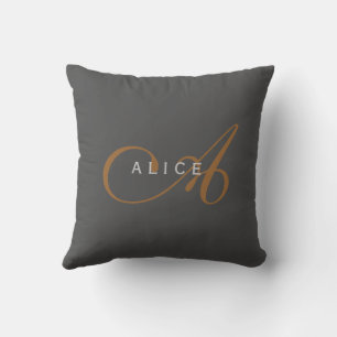 Coussin Monogramme plat tendance Nom initial