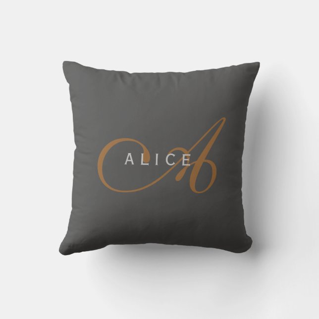 Coussin Monogramme plat tendance Nom initial (Verso)