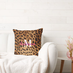 Coussin Monogramme Poster de animal léopard