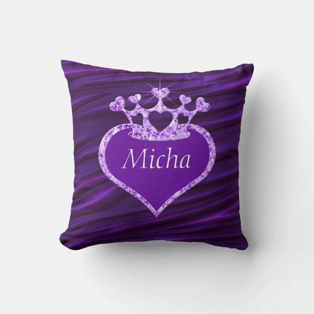 Coussin Monogramme pourpre plissé Shimmery de couronne de (Recto)