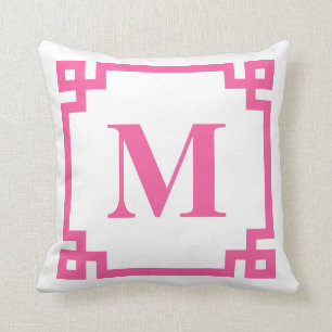 Coussin Monogramme principal grec de frontière de roses