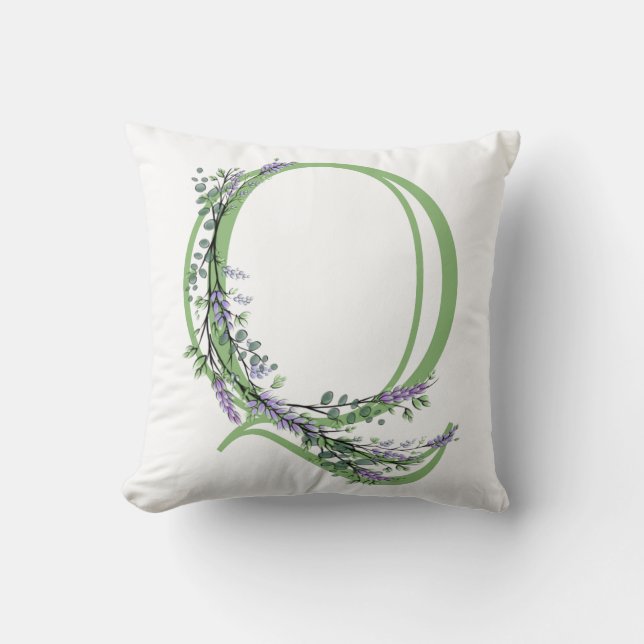 Coussin Monogramme Q Lavande Eucalyptus (Recto)