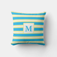Monogramme Rayures Bleu Turquoise
