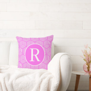 Coussin Monogramme RF Classic Serif Cubes Pink