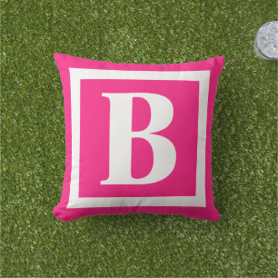 Coussin Monogramme rose chaud moderne