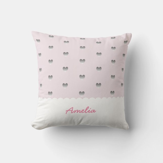 Coussin Monogramme rose et gris de nuage de feston de (Recto)