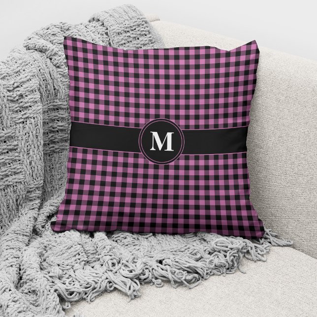Coussin Monogramme rose noir En vichy plaqué Motif vérifié (Créateur téléchargé)