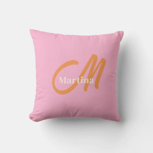 Coussin Monogramme rose orange tendance