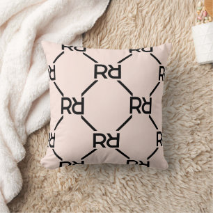 Coussin Monogramme rose vif Girly Motif de luxe initial