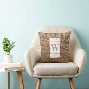 Coussin Monogramme Russe de Burlap initial